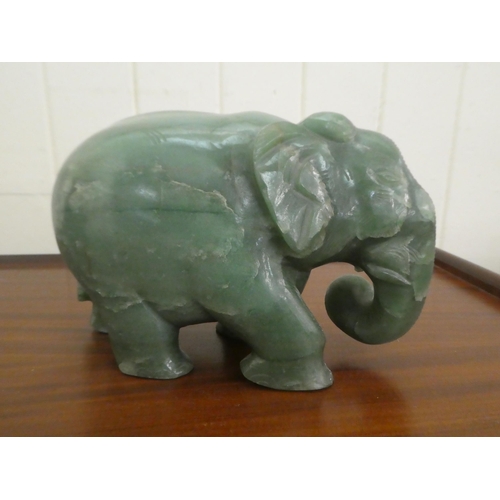 239 - Four modern hardstone ornaments: to include an elephant  5