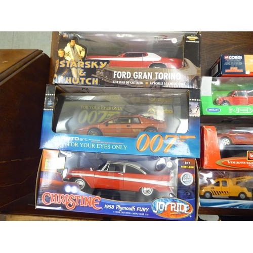 242 - Diecast model vehicles: to include movie franchise themed examples by American Muscle featuring 'Jam... 