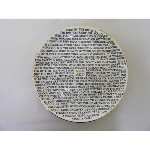 250 - A Grayson Perry 100% Art china plate from the Holburne Museum  8.5