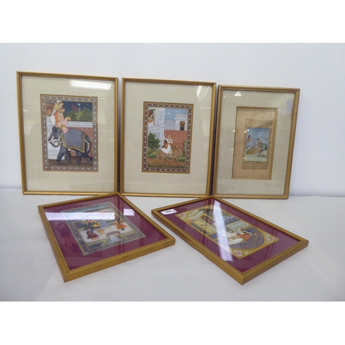 266 - 20thC Indian School - nude and other studies  mixed media  various sizes  framed