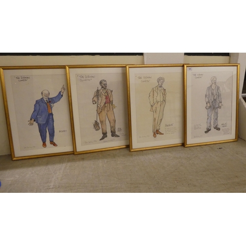 268 - Peter Farley - 'The Iceman Cometh' a series of four figure studies  watercolours  bearing signatures... 