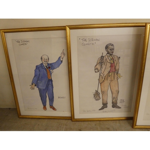 268 - Peter Farley - 'The Iceman Cometh' a series of four figure studies  watercolours  bearing signatures... 