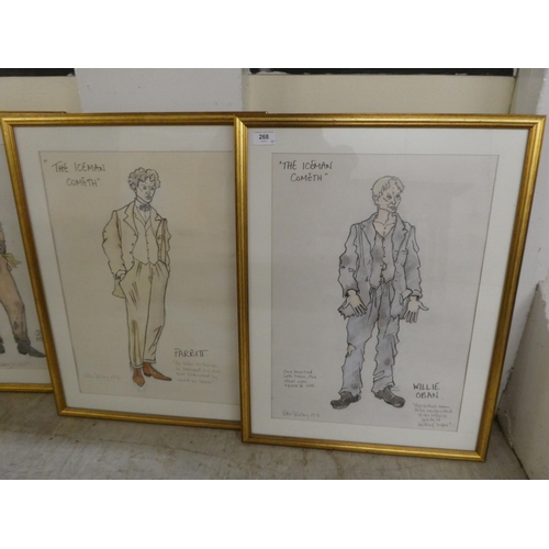 268 - Peter Farley - 'The Iceman Cometh' a series of four figure studies  watercolours  bearing signatures... 