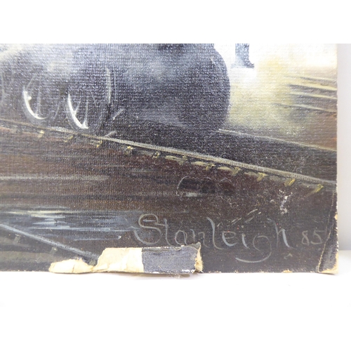 270 - Pictures: to include a study of an LMS steam locomotive  oil on board  18