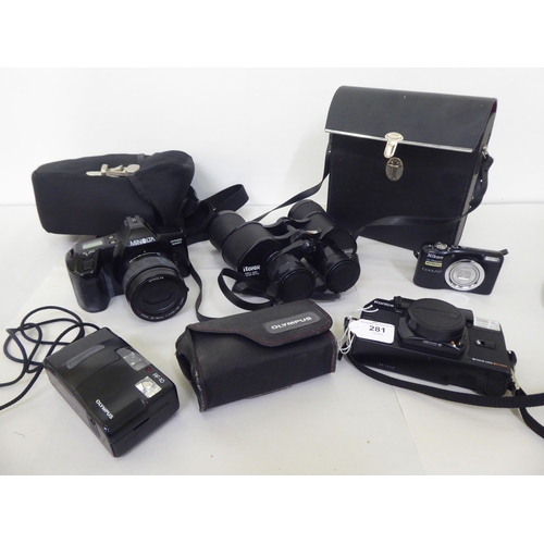 281 - Photographic and optical equipment: to include a Minolta Dynax 3000; and an Olympus AF10