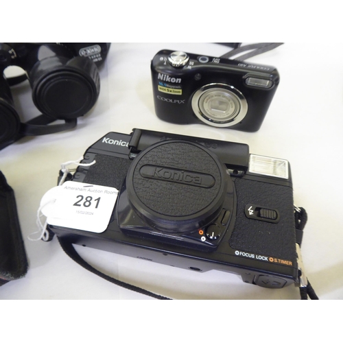 281 - Photographic and optical equipment: to include a Minolta Dynax 3000; and an Olympus AF10