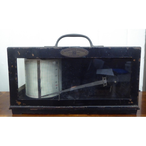 298 - An early 20thC Negretti and Zambia black metal barograph 