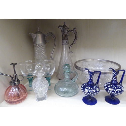 303 - Decorative and functional glassware: to include a Victorian crazed glass decanter  6