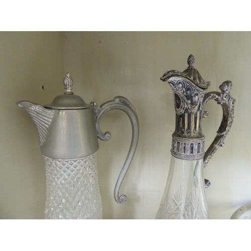 303 - Decorative and functional glassware: to include a Victorian crazed glass decanter  6