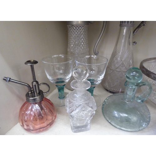 303 - Decorative and functional glassware: to include a Victorian crazed glass decanter  6