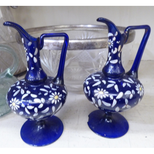 303 - Decorative and functional glassware: to include a Victorian crazed glass decanter  6