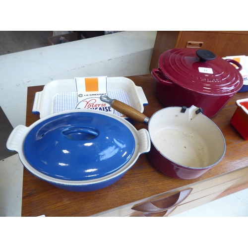 71 - Le Creuset earthenware and cast iron cooking dishes