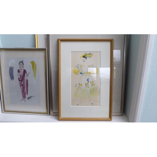 90 - Framed pictures and prints: to include theatrical costume design  10