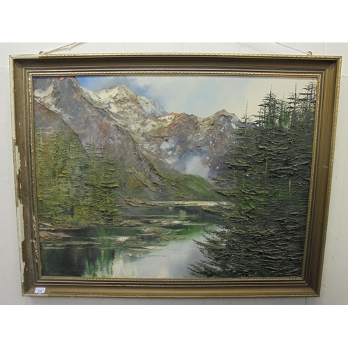 150 - European School - 'Wieshorn Mountains, Switzerland'  oil on canvas  bears a feint signature  28