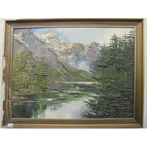 150 - European School - 'Wieshorn Mountains, Switzerland'  oil on canvas  bears a feint signature  28