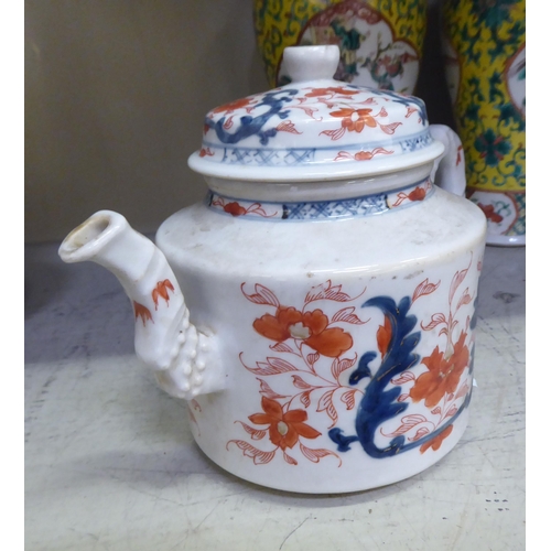 134 - Mainly 19thC Chinese and Asian ceramics: to include an 18thC style porcelain teapot