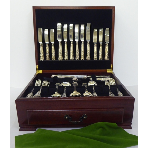 158 - A canteen of stainless steel Kings pattern cutlery and flatware, contained in a tray fitted table-to... 