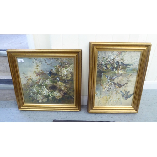 159 - Framed pictures and prints: to include two nesting birds  oil  15