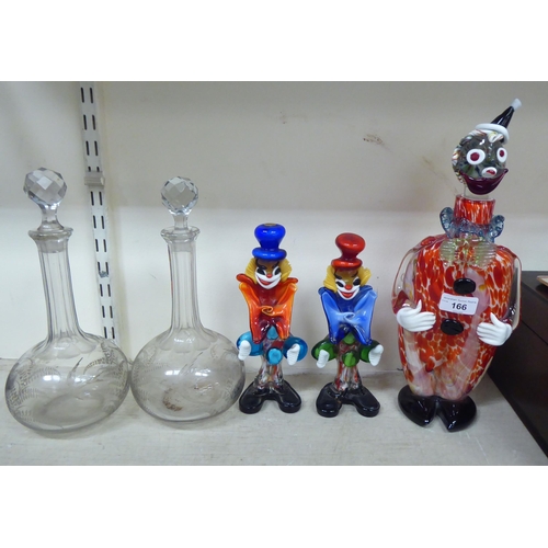 166 - Glassware: to include a Murano glass decanter, fashioned as a clown 