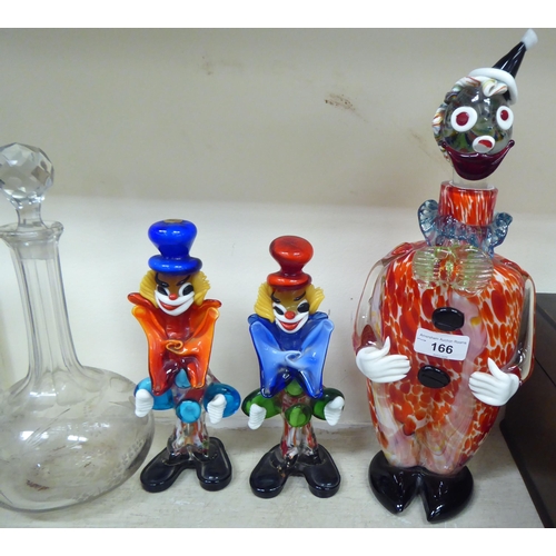 166 - Glassware: to include a Murano glass decanter, fashioned as a clown 