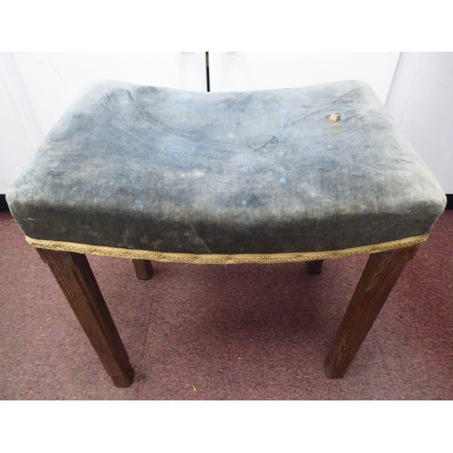 107 - A Waring & Gillows limed oak framed George VI Coronation stool, the braided and light blue, over... 