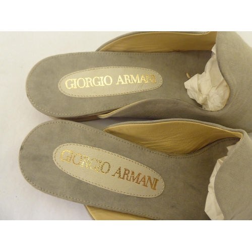 108 - A pair of brown suede ASH ankle boots  size 39 with a dust cover; and a pair of Giorgio Armani grey ... 