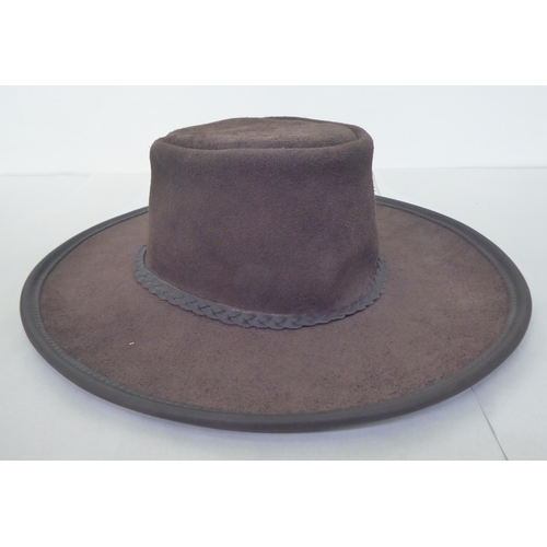 113 - A Great Leather Hat by Sleepy Hollow, in chocolate brown hide  size L