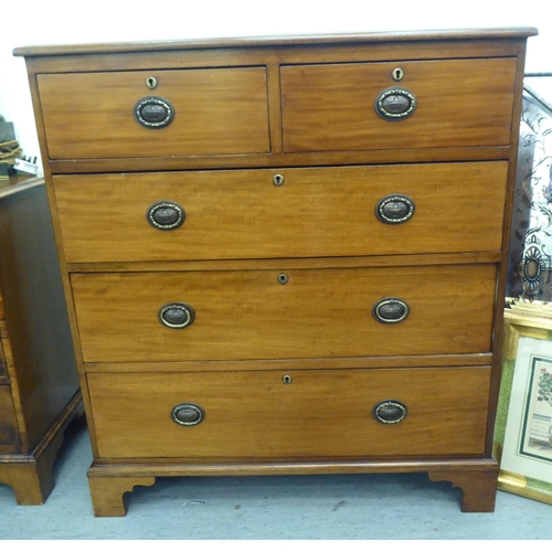 137 - A 19thC mahogany dressing chest,  comprising two short/three long drawers, raised on bracket feet  4... 