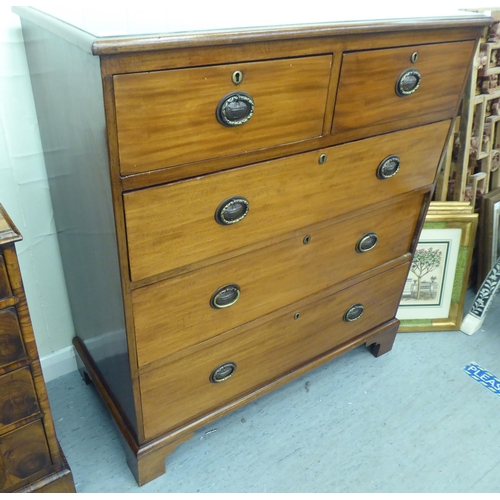 137 - A 19thC mahogany dressing chest,  comprising two short/three long drawers, raised on bracket feet  4... 