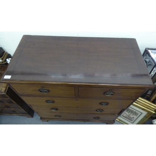 137 - A 19thC mahogany dressing chest,  comprising two short/three long drawers, raised on bracket feet  4... 