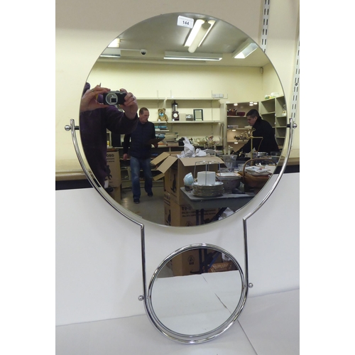 144 - An OMIK double plate tubular metal framed, combination, pivoting bathroom and shaving mirror  23