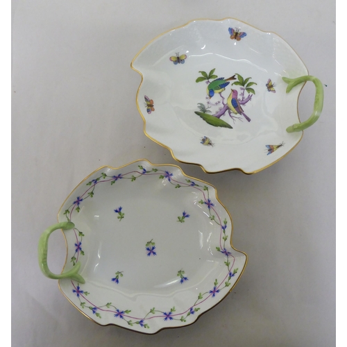 152 - Herend porcelain, variously decorated with insects and small birds, viz. two leaf dishes  8