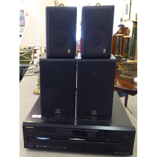 156 - Audio equipment, viz. an Onkyo DX-C390 six disc multi-changer; a pair of Monitor One speakers; and a... 