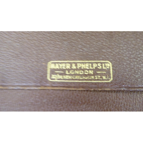 160 - Medical equipment: to include a Mayer & Phelps brown hide case with a fitted interior and access... 