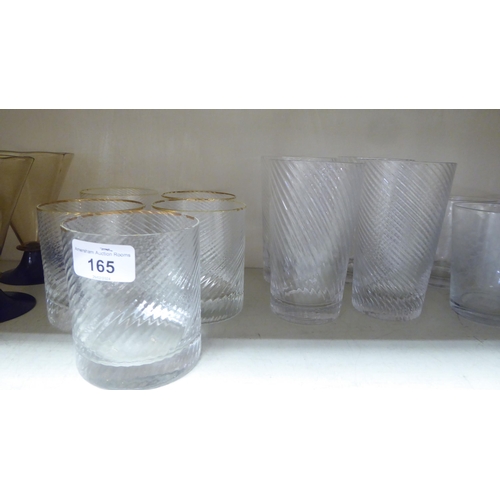 165 - Glassware: to include a set of five Murano wrythen moulded tumblers