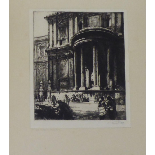 185 - London landmarks, viz. 'St Paul's, South Porch' and 'St Martin's' in the Fields'  etchings  bearing ... 