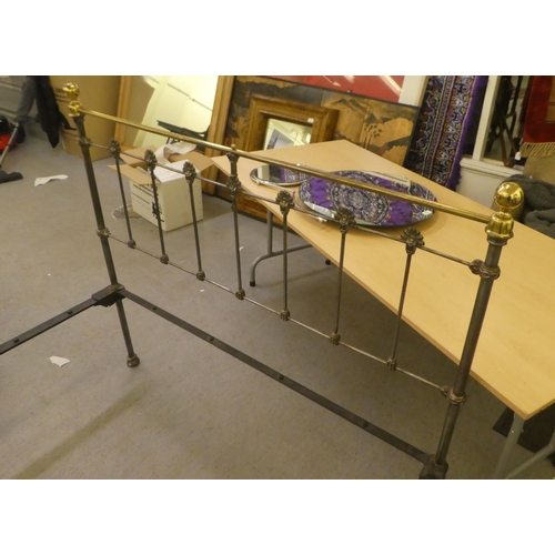 201 - A refurbished polished, tubular framed and brass, double bed frame and foot with side rails  54