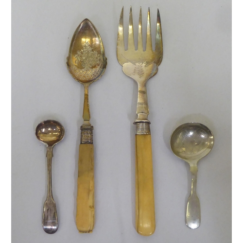 203 - Silver and silver plate: to include a double ended sundae dish; and a pair of knife rests 