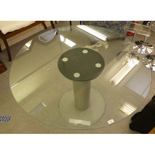 241 - A modern cast metal breakfast table with a glass top  30