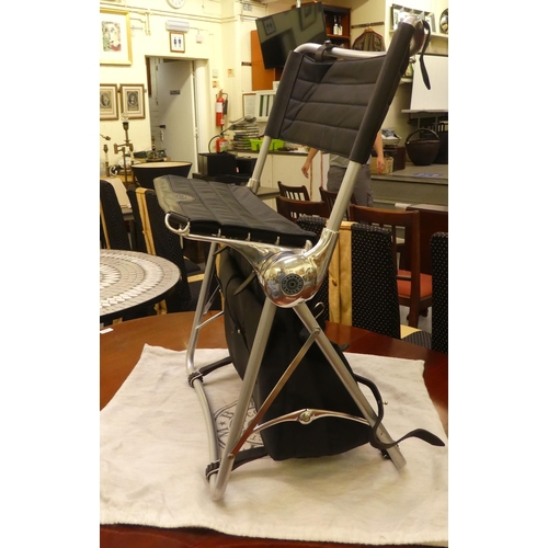 256 - A Bantam folding canvas and aluminium chair with integral game bag 