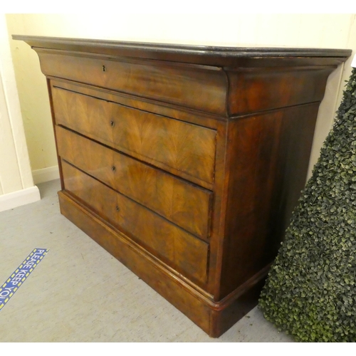 257 - A 19thC design mahogany commode with a black marble top, over four long drawers, on a plinth  3... 