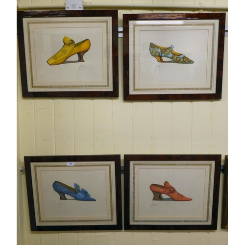 258 - A set of four shoe design prints  10