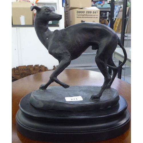 271 - A modern bronze model, a greyhound, on an oval plinth  12