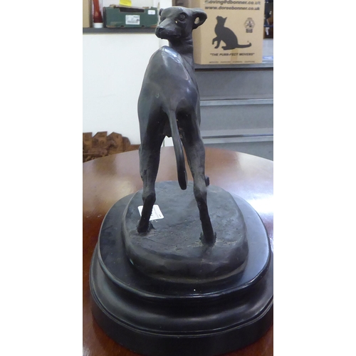 271 - A modern bronze model, a greyhound, on an oval plinth  12