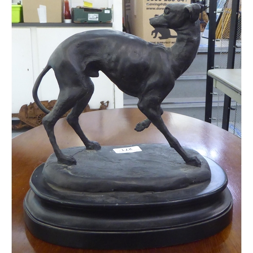 271 - A modern bronze model, a greyhound, on an oval plinth  12