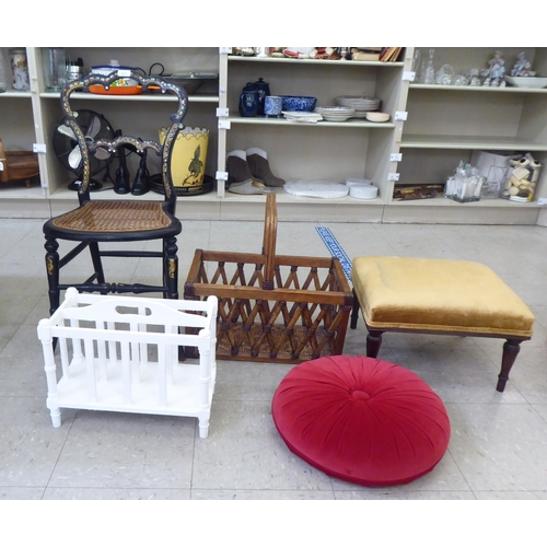 277 - Small furniture: to include a Regency mother-of-pearl inlaid black lacquered bedroom chair 