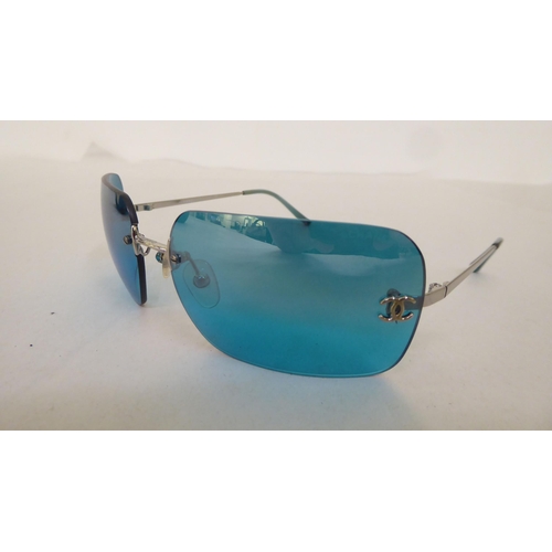 283 - Chanel vintage Y2K rimless turquoise sunglasses  4017 62017  cased