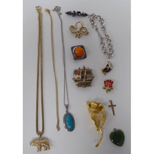 64 - Costume jewellery and silver flatware: to include bead necklaces