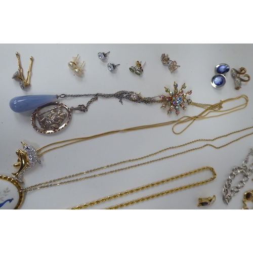 64 - Costume jewellery and silver flatware: to include bead necklaces