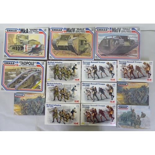 67 - Emhar of Germany and other 1.75 and other scale model kits  (completeness not guaranteed) 